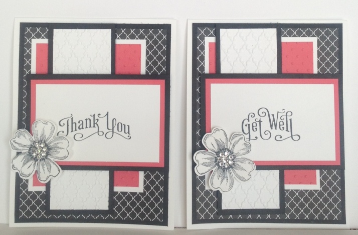 Colors: basic black & Calypso Coral Stamps: Flower Shop  & Perfectly Penned